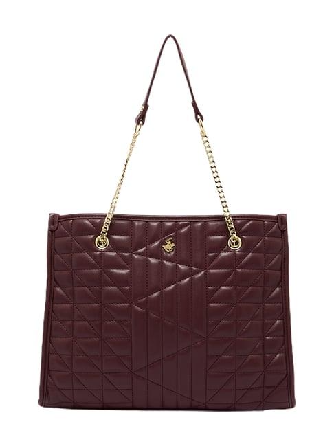 beverly hills polo club burgundy quilted handbag