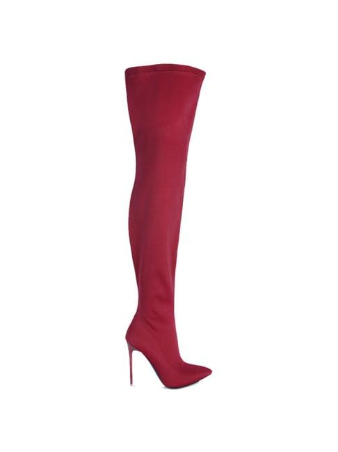 london rag women's burgundy stiletto booties