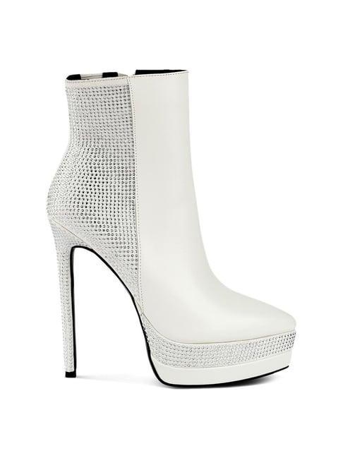 london rag women's white stiletto booties