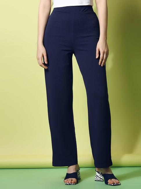 selvia navy regular fit mid rise trousers