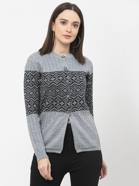 kalt grey printed cardigan