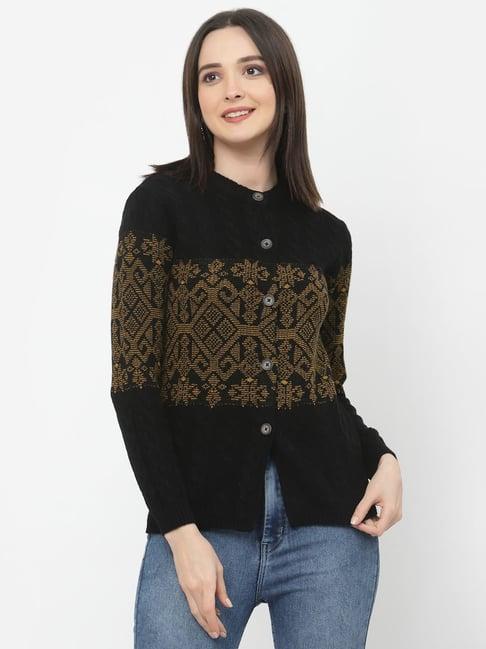 kalt black printed cardigan