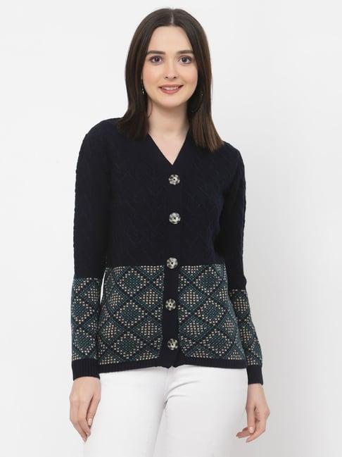 kalt navy printed cardigan