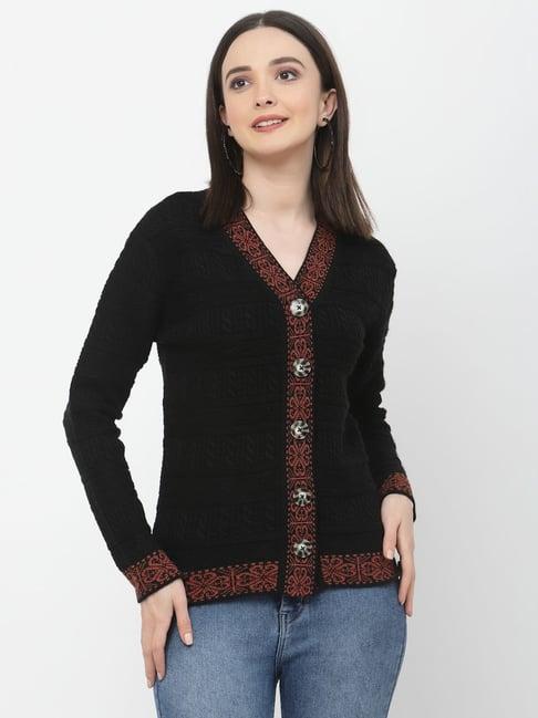 kalt black self design cardigan