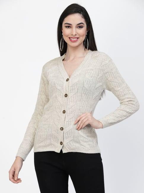 kalt beige self design cardigan