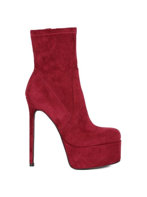 london rag women's burgundy stiletto booties