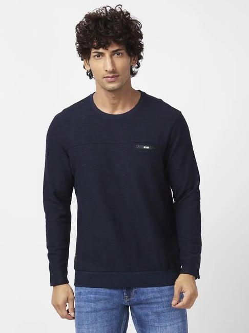 spykar indigo blue slim fit sweatshirt