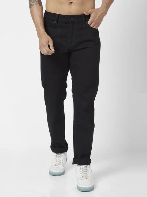 spykar black cotton comfort fit jeans