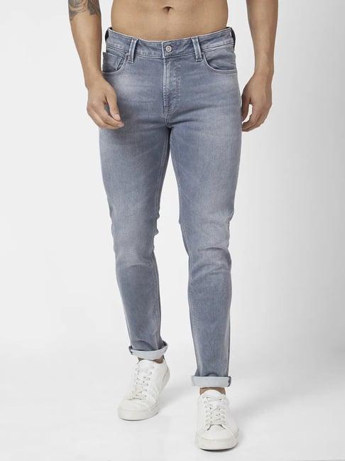 spykar grey cotton super slim fit jeans