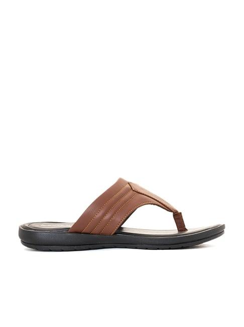 khadim men's brown flip flops