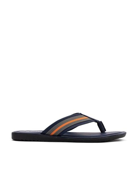 khadim men's navy flip flops