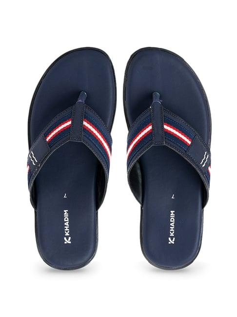 khadim men's navy flip flops