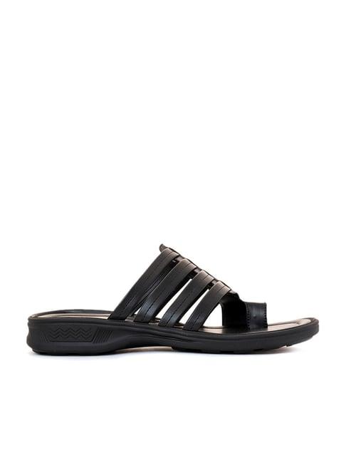 khadim men's black toe ring sandals