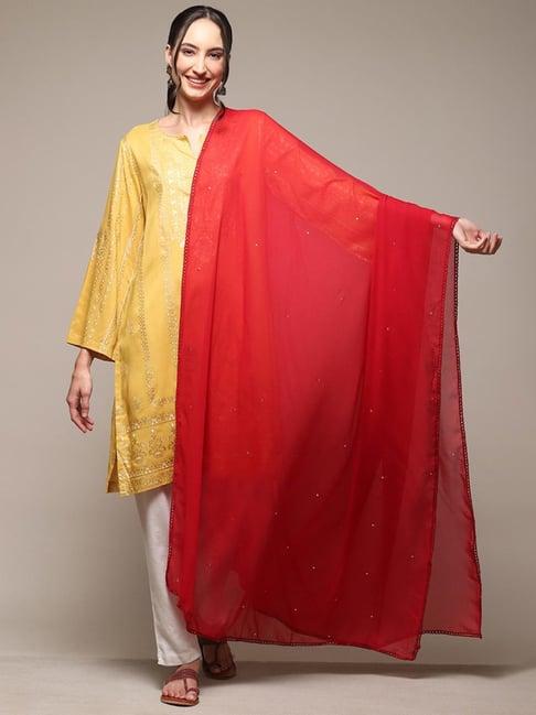 biba red embellished dupatta