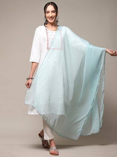 biba sky blue embellished dupatta