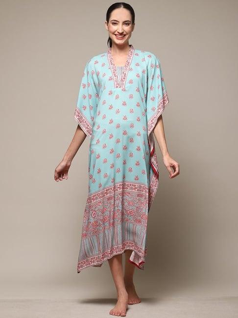 biba powder blue printed kaftan