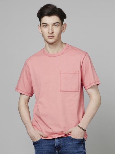 celio* mauve cotton regular fit t-shirt