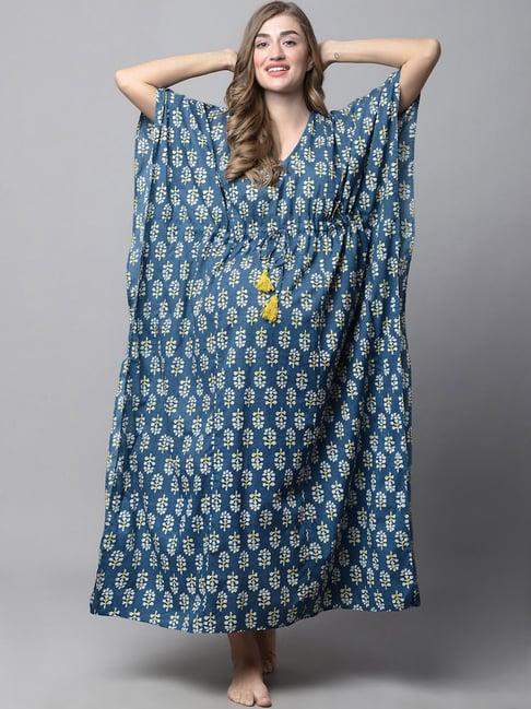 secret wish blue floral print maternity kaftan