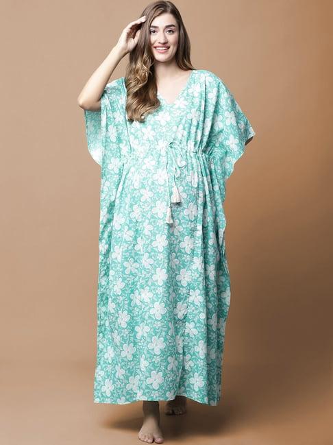 secret wish sky blue floral print maternity kaftan