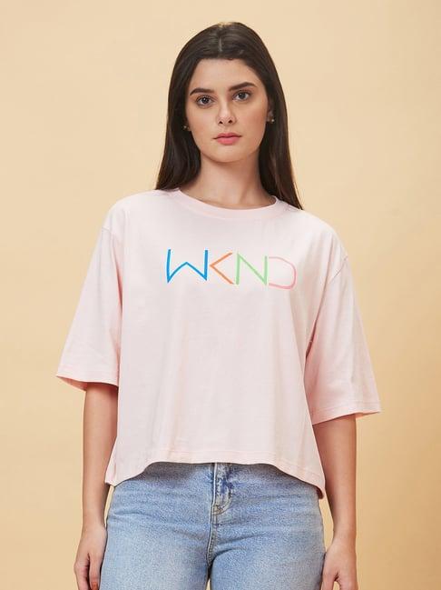 globus peach cotton graphic print t-shirt