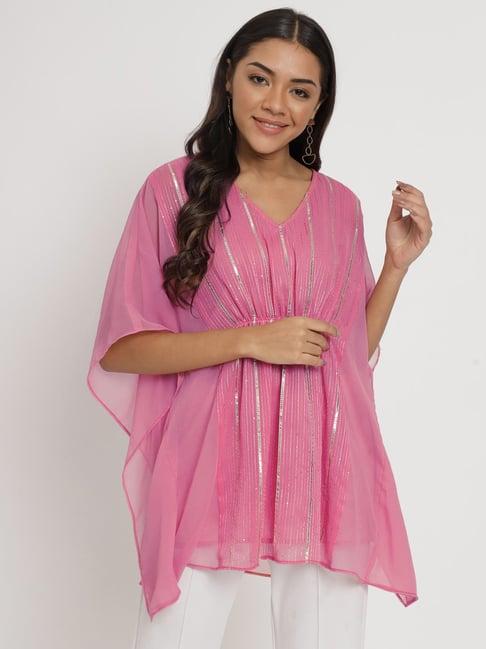 studiorasa pink embroidered straight kaftan kurti