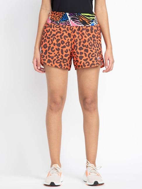 adidas orange animal print shorts