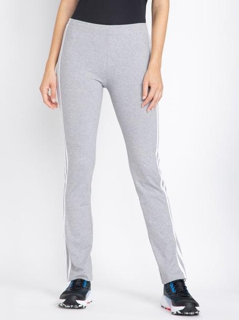 adidas grey cotton striped track pants