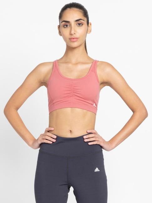 adidas powder red padded sports bra