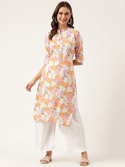 divena multicolor floral print straight kurta