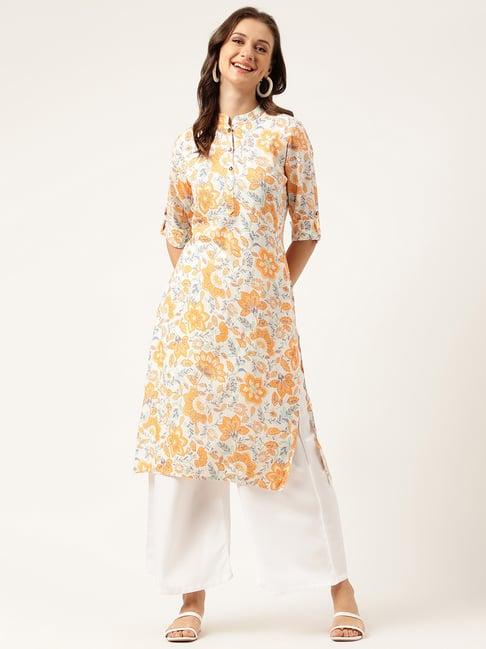 divena multicolor floral print straight kurta