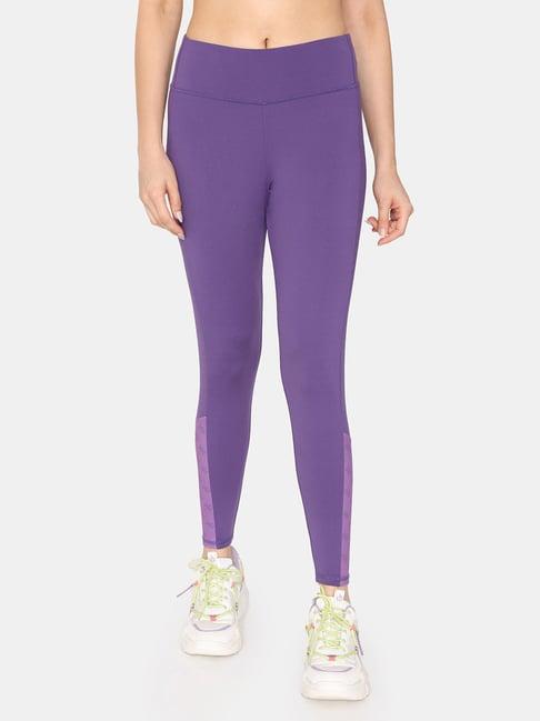 zelocity by zivame purple quick dry tights