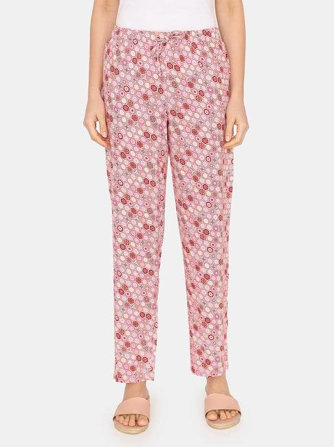 zivame pink printed pyjamas