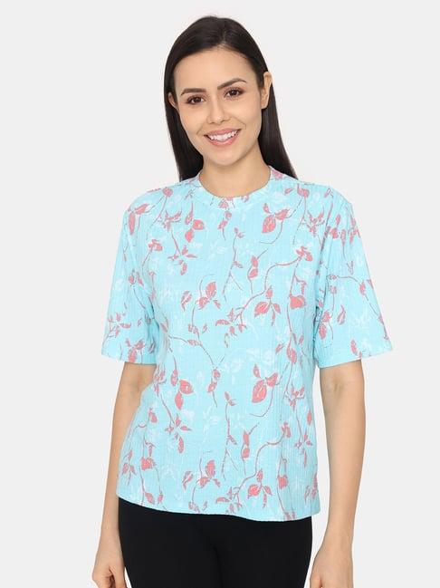 zivame blue printed t-shirt