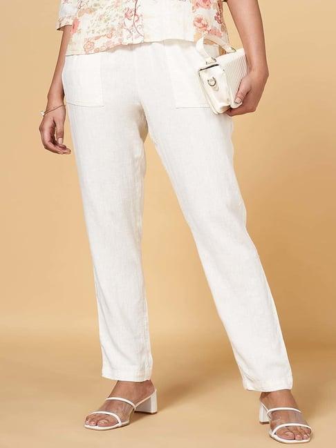 honey by pantaloons off-white linen pants