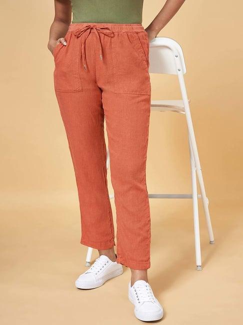 honey by pantaloons orange linen pants