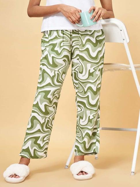 dreamz by pantaloons olive green printed pyjamas