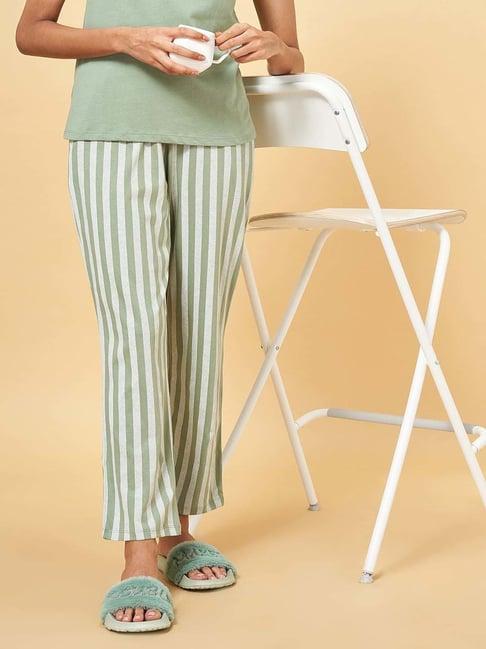 dreamz by pantaloons green cotton striped pyjamas