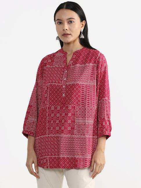 utsa by westside fuchsia patch print tunic