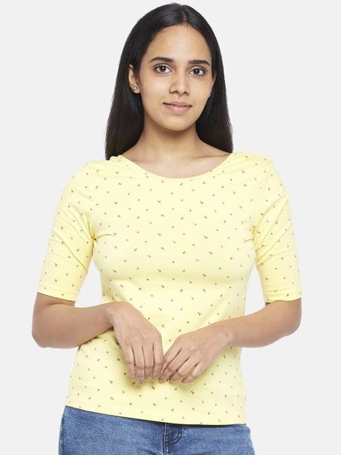 honey by pantaloons yellow printed top