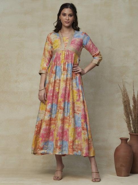 fashor multicolored printed maxi dress