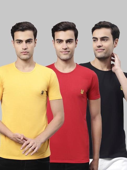 vimal jonney multi cotton regular fit t-shirt - pack of 3