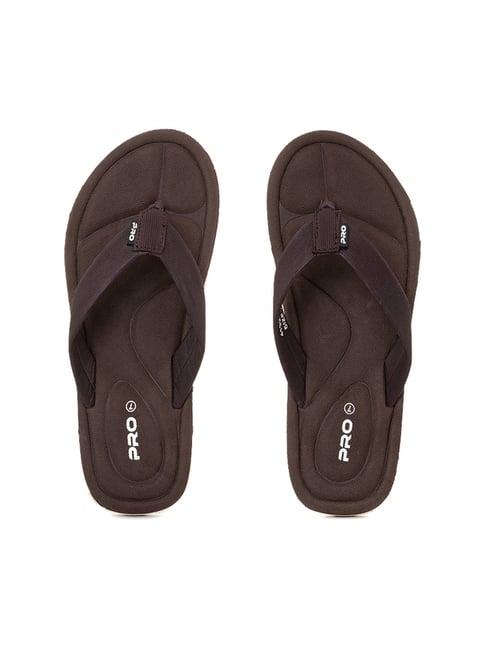 pro by khadims men's brown flip flops