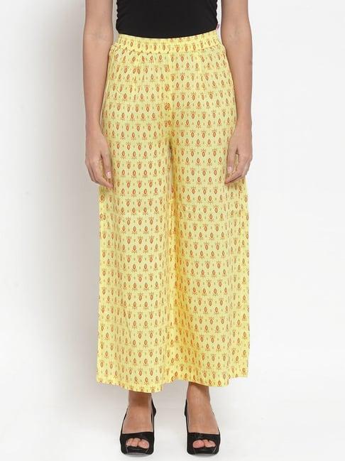 indibelle yellow printed palazzos