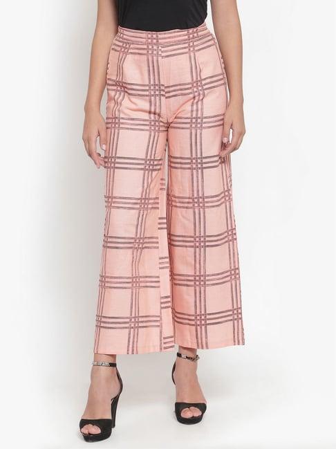 indibelle peach cotton chequered palazzos