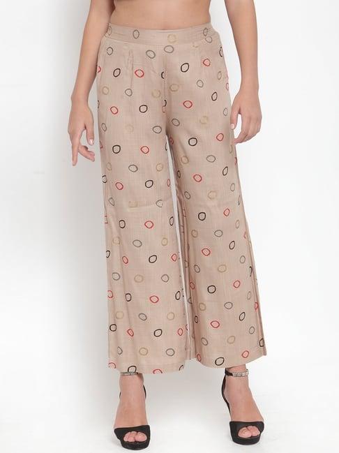 indibelle beige printed palazzos