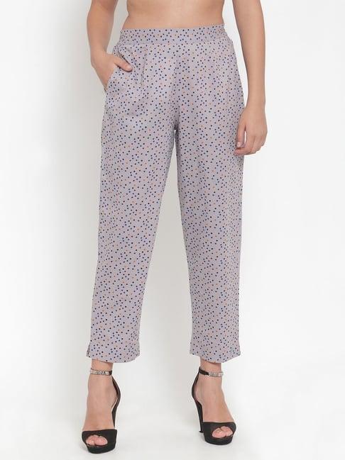 indibelle grey cotton printed trousers