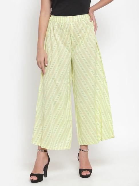 indibelle yellow cotton striped palazzos