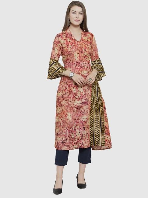 indibelle rust printed a line kurta