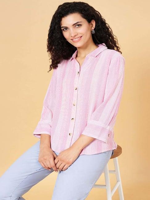 honey by pantaloons pink striped shirt