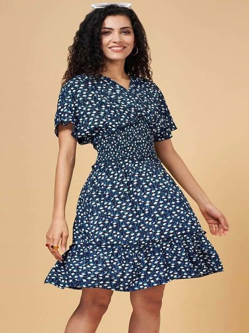 yu by pantaloons navy printed a-line dress